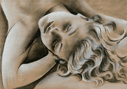 Serene Sleeping Woman Vintage reproduction