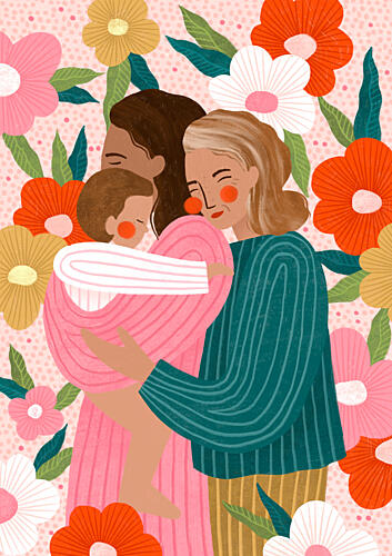 Three Generations of Motherhood Art Print by Bea Muller