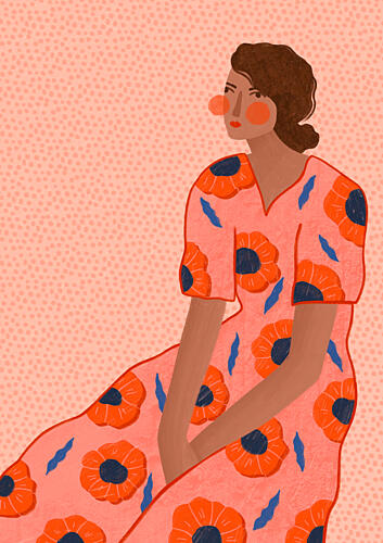 Stylish Poppy Portrait Art Print by Lor Muller