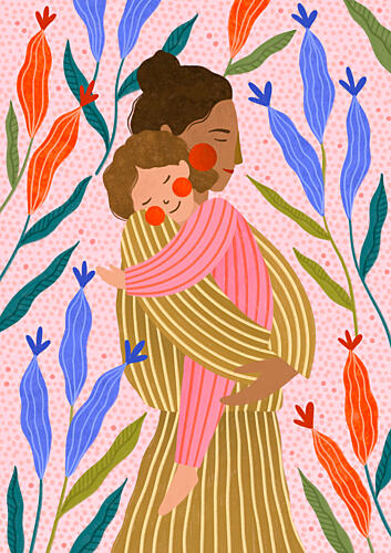 Gentle MotherUnknowns Embrace Art Print by Bea Muller