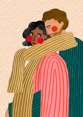 Loving Couple Embrace Art Print by Bea Muller