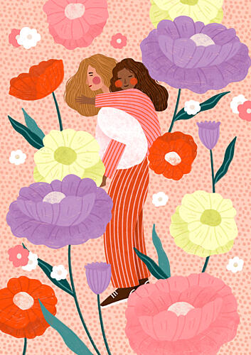 Joyful Floral Embrace Art Print by Bea Muller