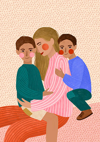 Joyful Family Hug Art Print by Bea Muller