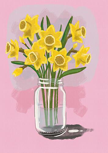 Spring Flowers in Jar Art Print by Nicholas