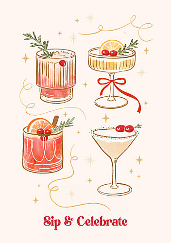 Festive Holiday Cocktails Art Print by Katarzyna Gasiorowska