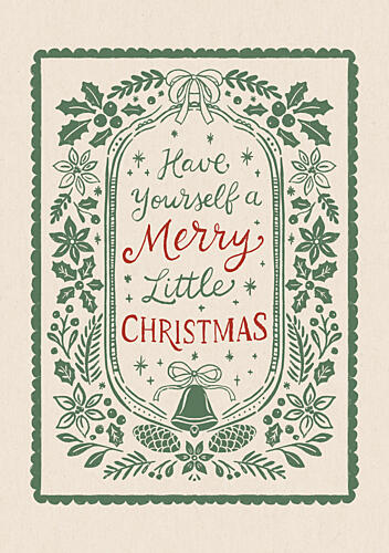 Vintage Christmas Message Botanique reproduction