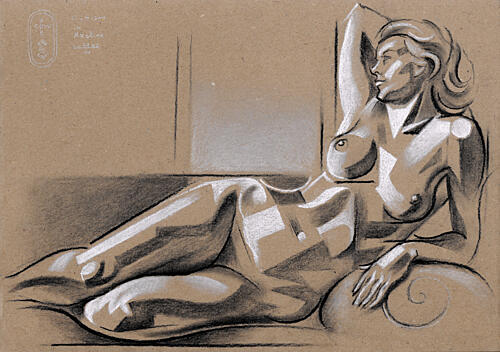 Reclining Nude Study Figuratif reproduction