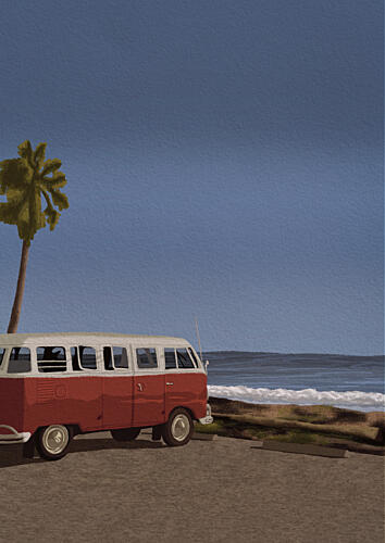 Vintage Beach van Bord de mer reproduction