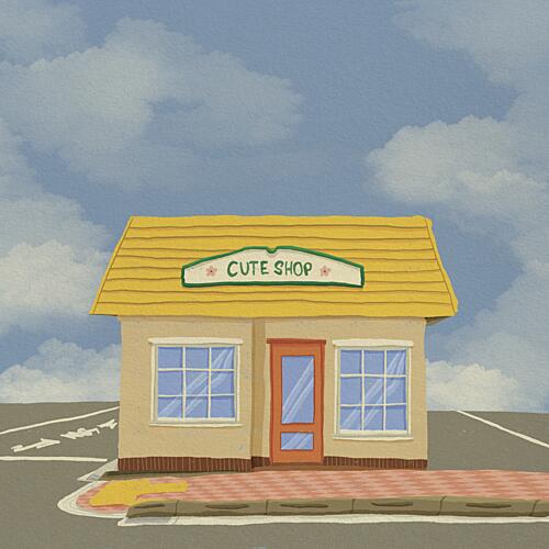 Cute Shop Corner Enseignes reproduction