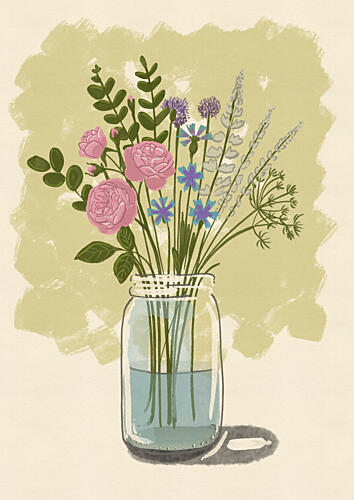 Fresh Mason Jar Flowers Campagne reproduction