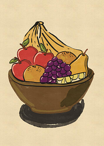 Bountiful Fruit Bowl Art Print by Nicholas