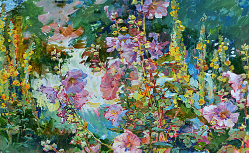 Vibrant Garden Flowers Impressionniste reproduction