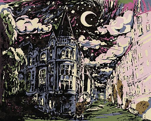 Mysterious City Night Art Print