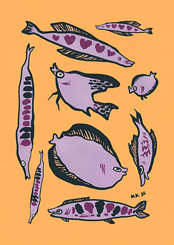 Whimsical Purple Sea Creatures Animaux reproduction