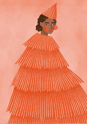 Orange Party Girl Art Print by Bea Muller