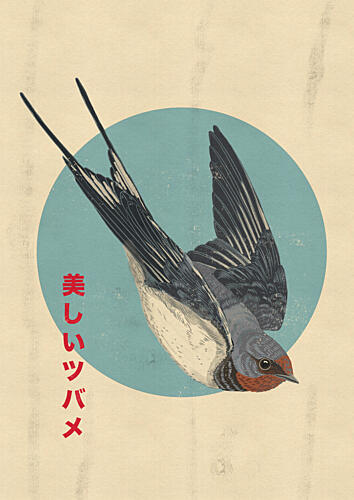 Elegant Japanese Swallow Art japonais reproduction