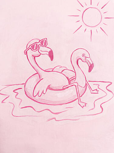 Summer Flamingo Fun Art Print by Mathieu