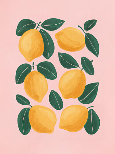 Fresh Pink Lemons Art Print by Mathieu