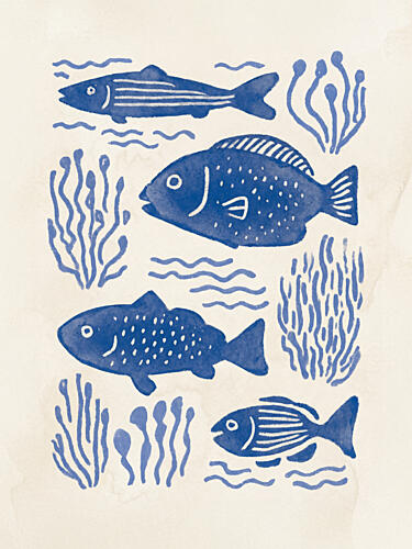 Watercolor Sea Life Art Print by Mathieu