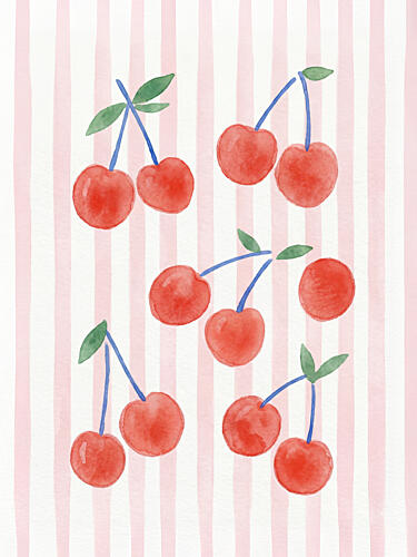 Sweet Pink Cherries Art Print by Mathieu