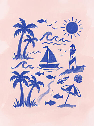 Coastal Summer Illustration Art Print by Paul Mathieu