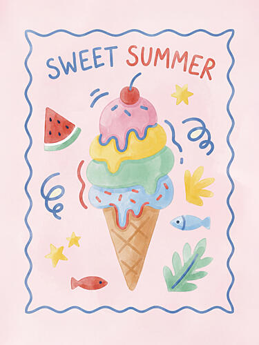 Sweet Summer Ice Cream Art Print by Mathieu
