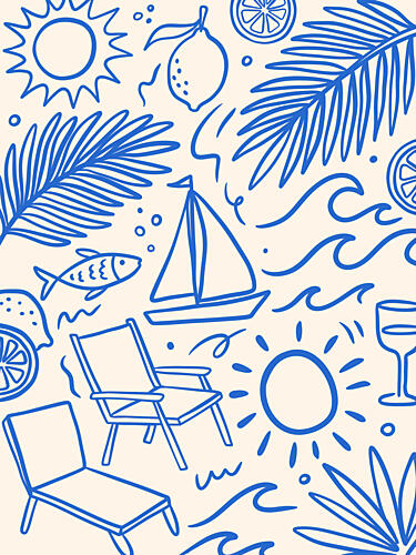 Summer Beach Doodles Art Print by Mathieu