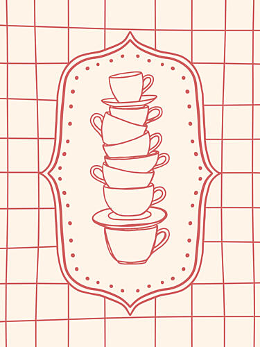 Whimsical Teacup Stack Art Print by Mathieu