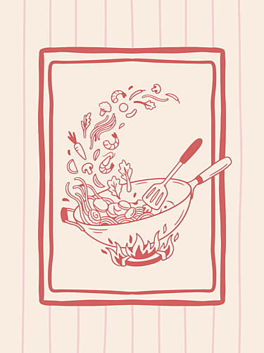 Dynamic Wok Cooking Art Print