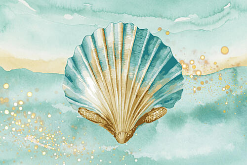 Golden Ocean Scallop Art Print by Saskia Michele
