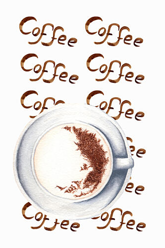 Coffee Cup Calligraphy Art Print by Saskia Michele