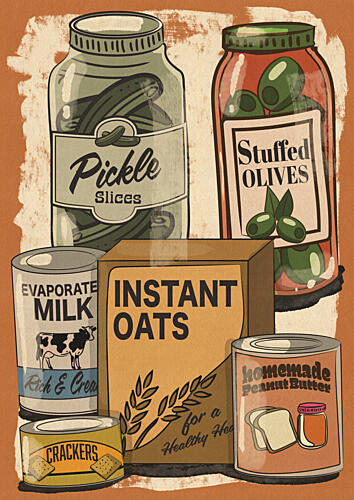 Retro Pantry Staples Campagne reproduction