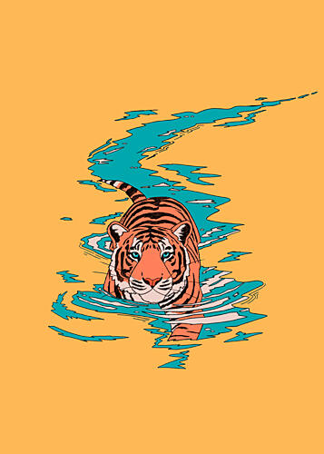 Orange Tiger Water Walk Animaux reproduction