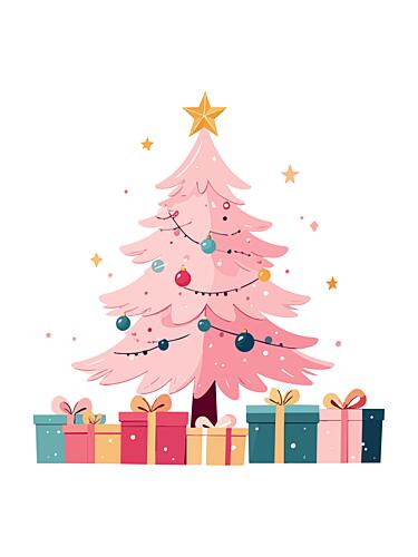 Festive Pink Christmas Tree Art Print by Tom Windeknecht