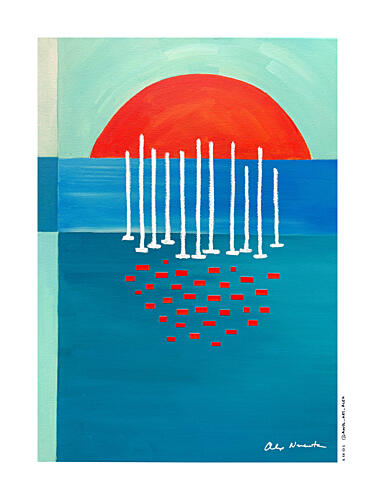 Serene Abstract Sunset Art Print by Alex Nereuta