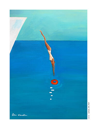 Elegant Pool Dive Art Print by Alex Nereuta