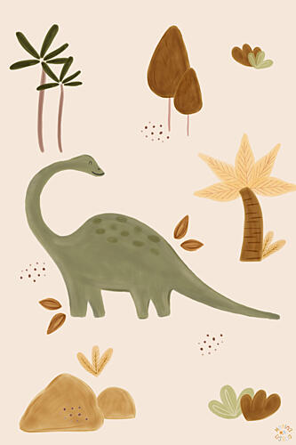 Gentle Green Dinosaur Art Print