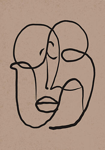 Modern Minimalist Line Face Art Print by Little Dean