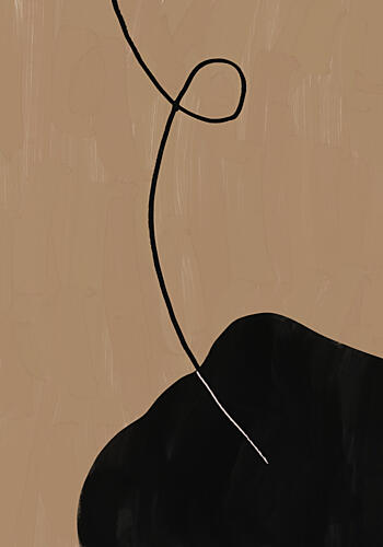 Minimal Black Curve Art Print by Little Dean