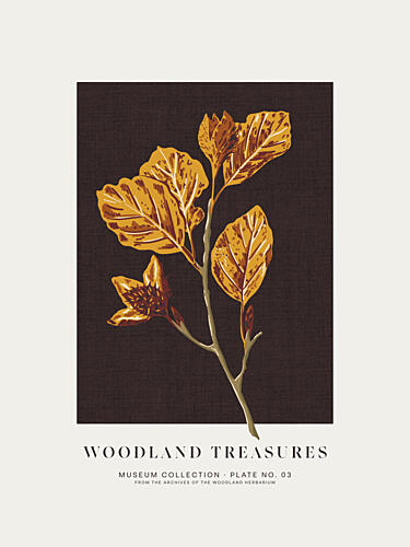 Vintage Woodland Leaves Art Print