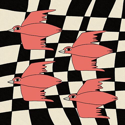 Flying Pink Birds Illusion Surréaliste reproduction