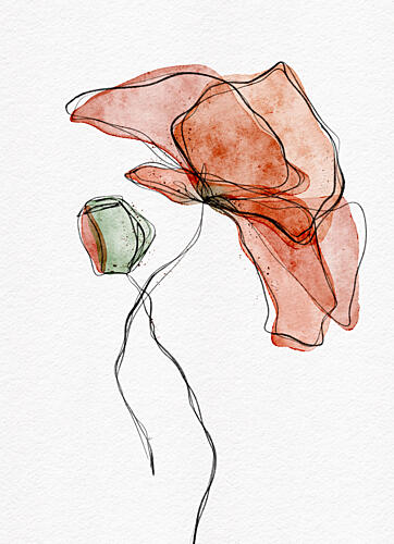 Abstract Watercolor Poppy Art Print by Ankie Kooi
