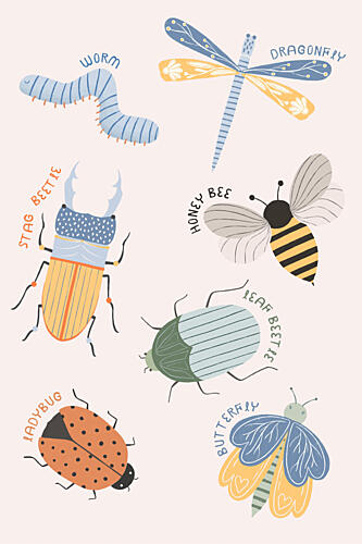 Whimsical Insect Friends Art Print