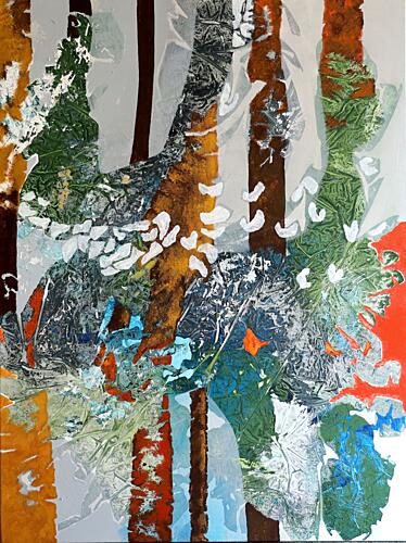 Vibrant Abstract Forest Art Print by Poovi Art