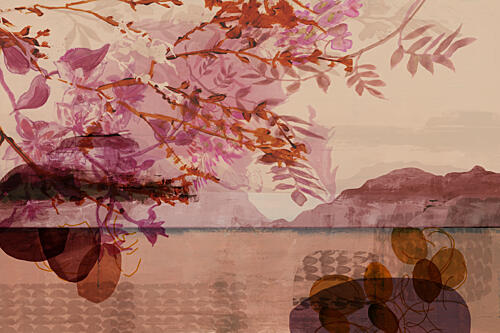 Abstract Blossom Horizon in Dusky Rose Art Print by Cartissi