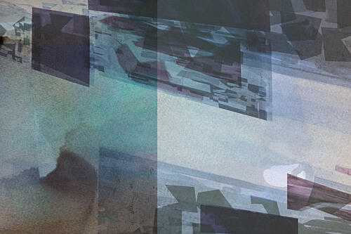 Layered Geometric Blues Aquarelle reproduction