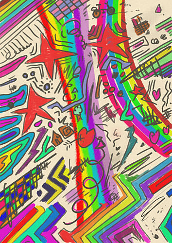 Vibrant Rainbow Doodles Art Print