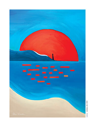 Red Sun Lighthouse Art Print by Alex Nereuta