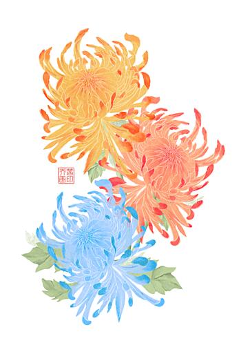 Vibrant Asian Chrysanthemums Art Print by Josie George
