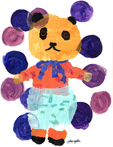 Whimsical Orange Bear Art Print